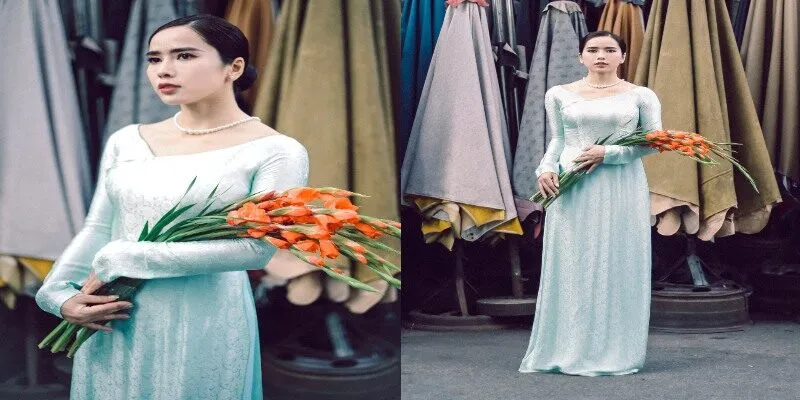 Áo dài thập niên 80-90 với chất liệu voan